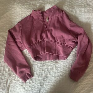 La Hearts Mauve Cropped Quarter-Zip Sweatshirt